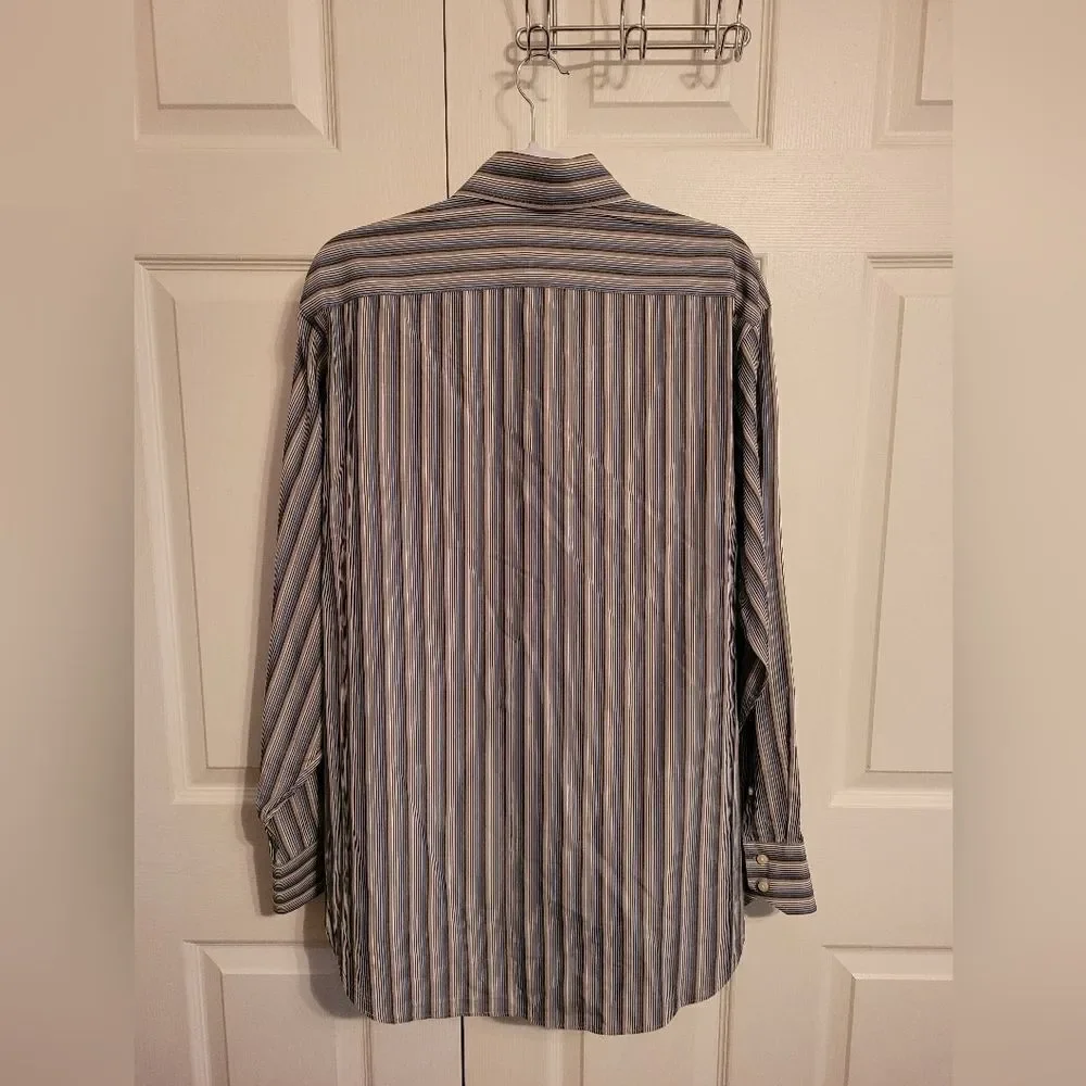 Tailorbyrd striped men's long‎ sleeve button up shirt size Large
